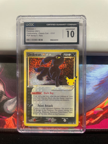 CGC 10 Umbreon Celebrations 17/17 Classic Collection Pokemon Card Gold Star 2021